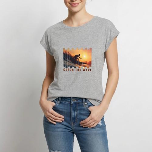 Surfing: Catch the Wave - Women's Premium Roll Up Sleeve T-Shirt