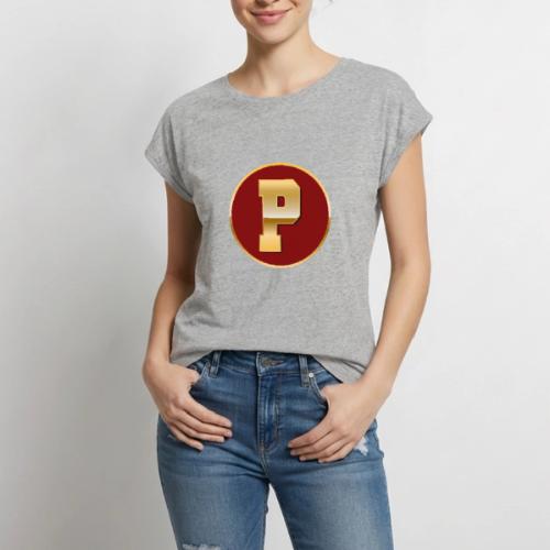 Letter P – Capital Varsity Alphabet Monogram - Women's Premium Roll Up Sleeve T-Shirt