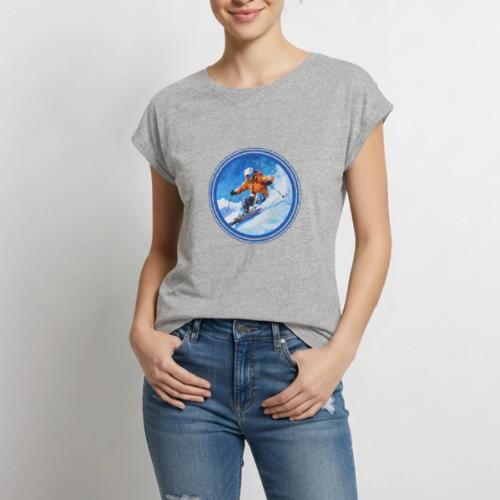 Skiing: On the Edge - Women's Premium Roll Up Sleeve T-Shirt
