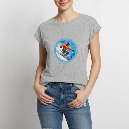 Snowboarding Motion - Women's Premium Roll Up Sleeve T-Shirt