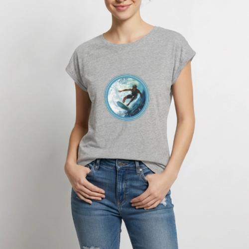 Surfing Freedom - Women's Premium Roll Up Sleeve T-Shirt