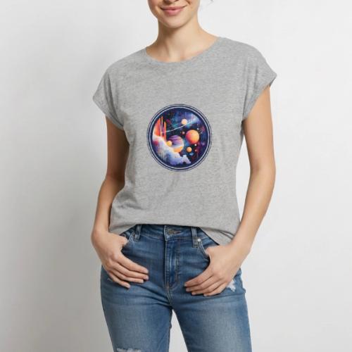 Floating Planetscape - Women's Premium Roll Up Sleeve T-Shirt