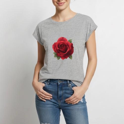 Rose: Crimson Bloom Elegance - Women's Premium Roll Up Sleeve T-Shirt