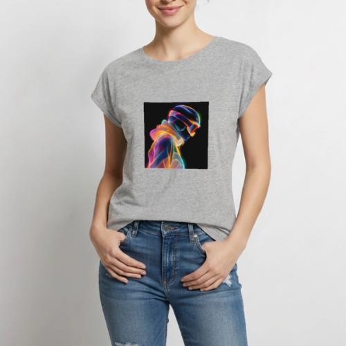 Snowboarding: Neon Gravity Ride - Women's Premium Roll Up Sleeve T-Shirt
