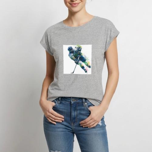 Hockey: Frozen Motion - Women's Premium Roll Up Sleeve T-Shirt