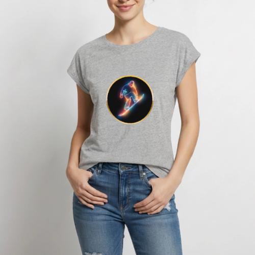 Golden Neon Snowboard - Women's Premium Roll Up Sleeve T-Shirt