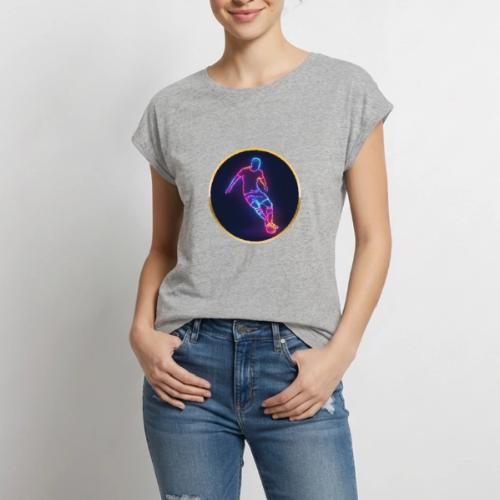 Soccer: Neon Golden Goal - Women's Premium Roll Up Sleeve T-Shirt