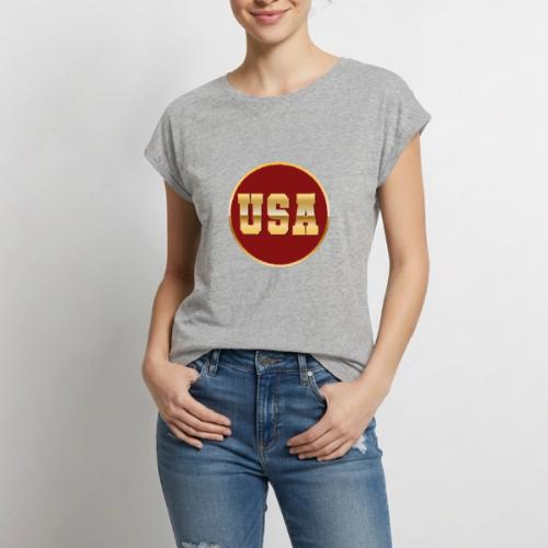 Golden USA Seal - Women's Premium Roll Up Sleeve T-Shirt