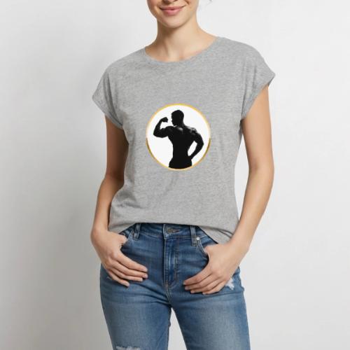 Bodybuilder: Classic Flex Emblem - Women's Premium Roll Up Sleeve T-Shirt