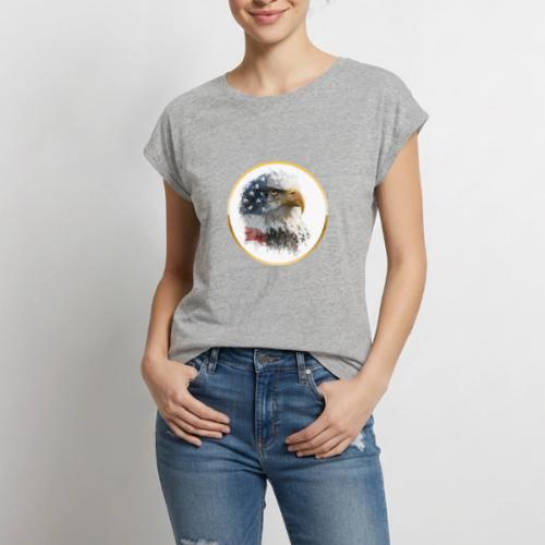 USA: Patriot Wing Emblem - Women's Premium Roll Up Sleeve T-Shirt