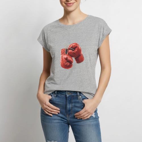 Boxing: Hanging Gloves Icon - Women's Premium Roll Up Sleeve T-Shirt