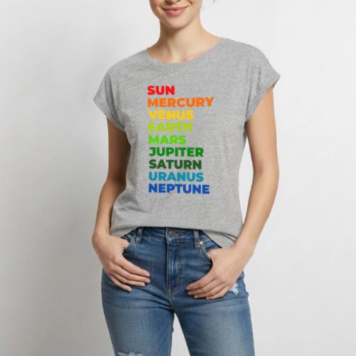 Color the solar system - Women's Premium Roll Up Sleeve T-Shirt