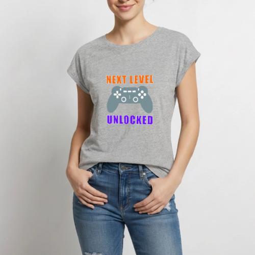 Next Level Unlocked Gamer Design - Women's Premium Roll Up Sleeve T-Shirt