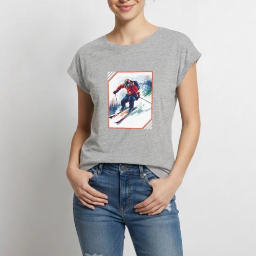Skiing is Life - Women's Premium Roll Up Sleeve T-Shirt