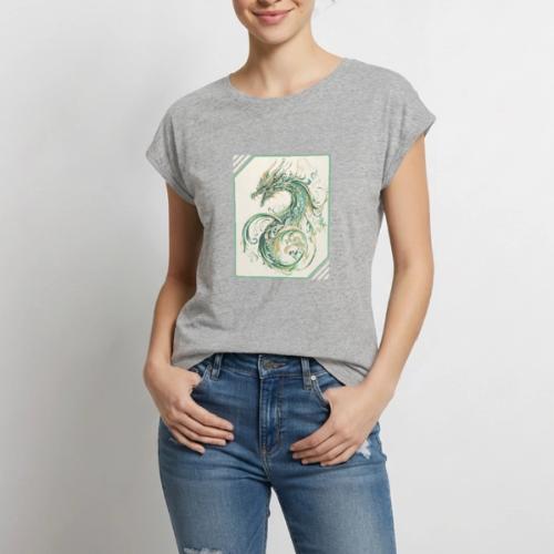 Brush of the Dragon - Women's Premium Roll Up Sleeve T-Shirt