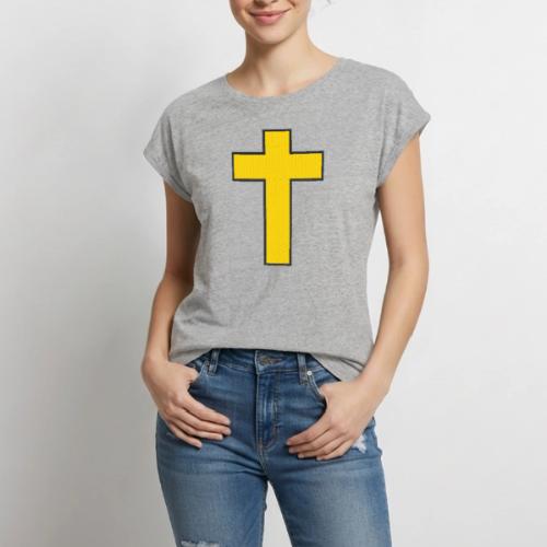 Kevlar Cross Shirt–Christian Strength and Protect - Women's Premium Roll Up Sleeve T-Shirt