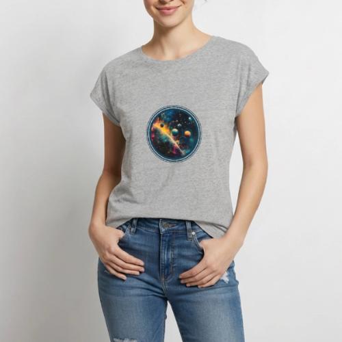 Painted Planetscape - Women's Premium Roll Up Sleeve T-Shirt