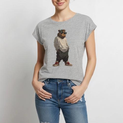 Urban Streetwear Bear Cool Apparel Design - Women's Premium Roll Up Sleeve T-Shirt