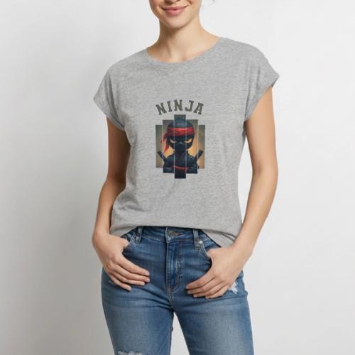 Cartoon Ninja Vibes - Women's Premium Roll Up Sleeve T-Shirt