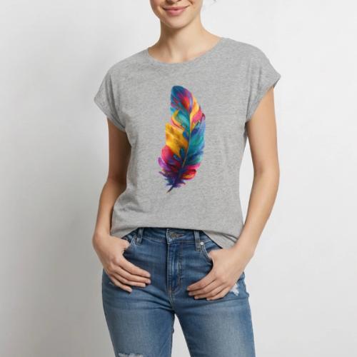 Spectrum Feather Flow - Women's Premium Roll Up Sleeve T-Shirt