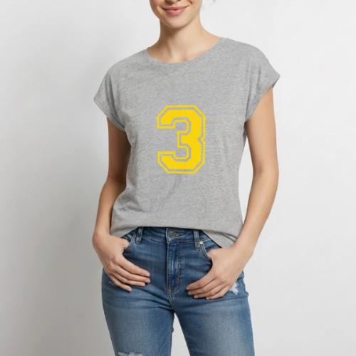 Number 3 in a classic athletic collegiate font - Women's Premium Roll Up Sleeve T-Shirt