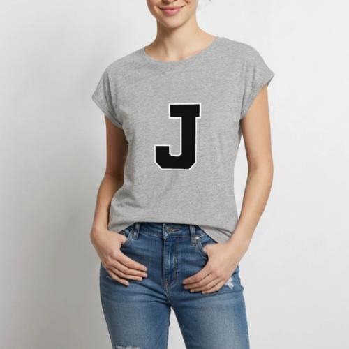 Varsity Letter J Athletic Alphabet Graphic - Women's Premium Roll Up Sleeve T-Shirt