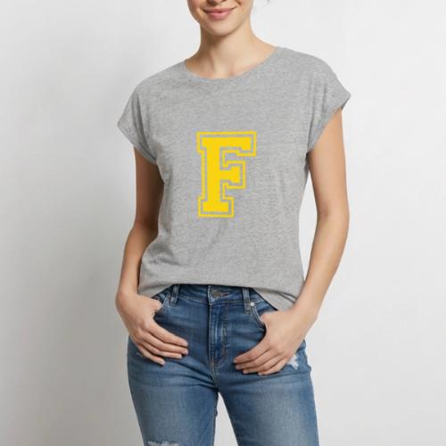 Letter F – Capital Athletic Alphabet Monogram - Women's Premium Roll Up Sleeve T-Shirt