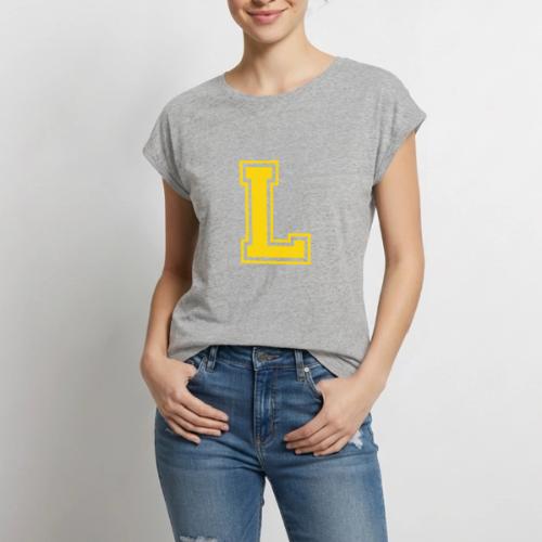 Letter L – Capital Athletic Alphabet Monogram - Women's Premium Roll Up Sleeve T-Shirt