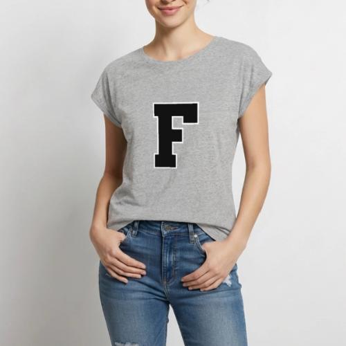 Varsity Letter F Athletic Monogram - Women's Premium Roll Up Sleeve T-Shirt