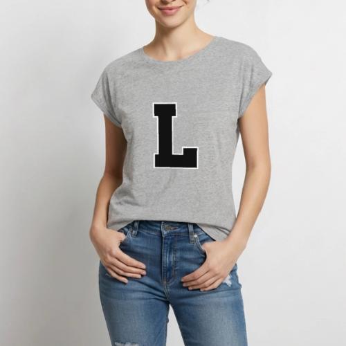 Varsity Letter L Athletic Monogram - Women's Premium Roll Up Sleeve T-Shirt