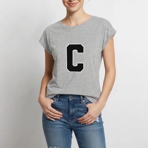 Varsity Letter C Collegiate Monogram - Women's Premium Roll Up Sleeve T-Shirt