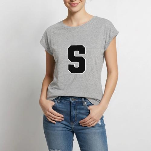 Varsity Letter S Collegiate Alphabet Art - Women's Premium Roll Up Sleeve T-Shirt