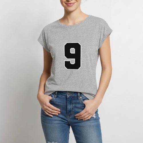 Varsity Number 9 Athletic Font - Women's Premium Roll Up Sleeve T-Shirt
