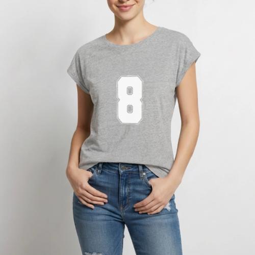 White Number 8 – Varsity Font - Women's Premium Roll Up Sleeve T-Shirt