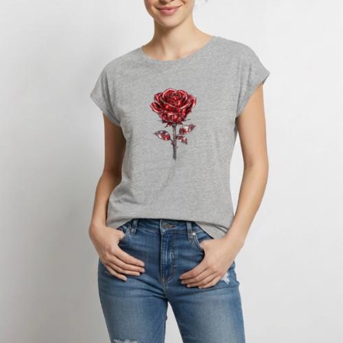 2 Set - Silver and Gold Roses - Women's Premium Roll Up Sleeve T-Shirt