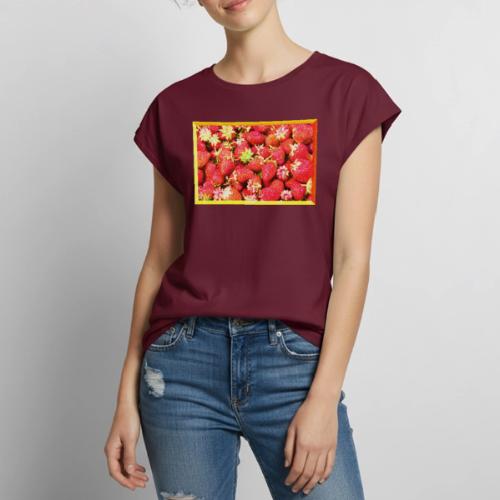 Stack of Strawberries Fruit Cute Photo. Buy Now - Women's Premium Roll Up Sleeve T-Shirt