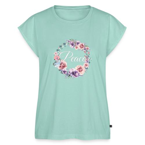 Peace Floral Design - Women's Premium Roll Up Sleeve T-Shirt
