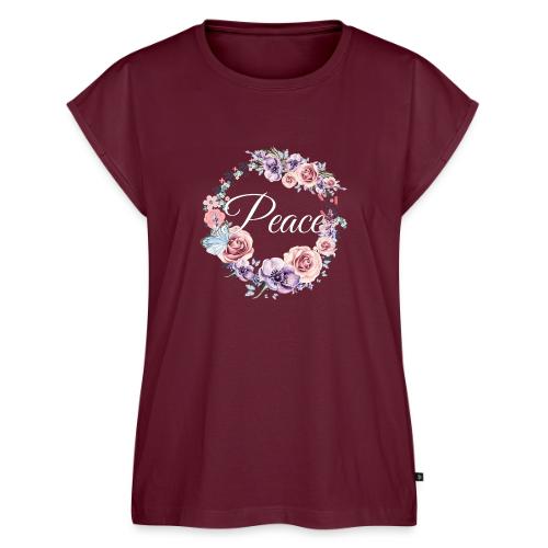 Peace Floral Design - Women's Premium Roll Up Sleeve T-Shirt
