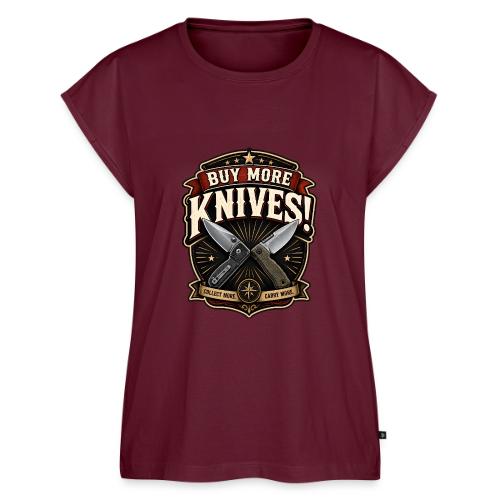 Buy More Knives Emblem - Tactical Pocket Knife EDC - Women's Premium Roll Up Sleeve T-Shirt