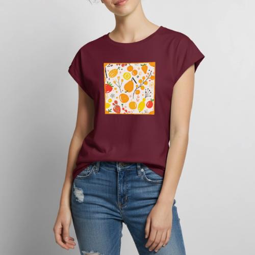 Tropical Fruit Fiesta Pattern - Women's Premium Roll Up Sleeve T-Shirt