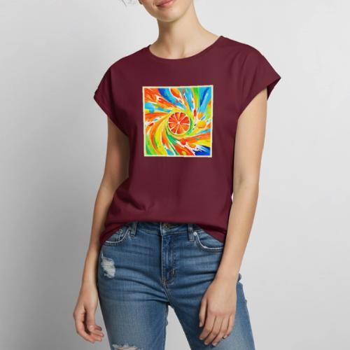 Citrus swirling Splash Design - Women's Premium Roll Up Sleeve T-Shirt