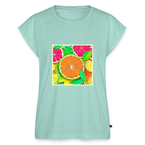 Colorful Citrus Pop Art - Women's Premium Roll Up Sleeve T-Shirt