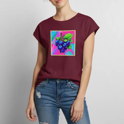Vibrant Blueberry Artwork - Women's Premium Roll Up Sleeve T-Shirt
