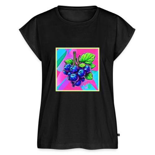 Vibrant Blueberry Artwork - Women's Premium Roll Up Sleeve T-Shirt