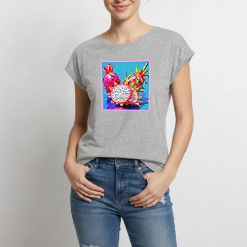 Exotic Dragon Fruit Art - Women's Premium Roll Up Sleeve T-Shirt