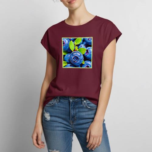 Fresh Blueberries Close-Up - Women's Premium Roll Up Sleeve T-Shirt