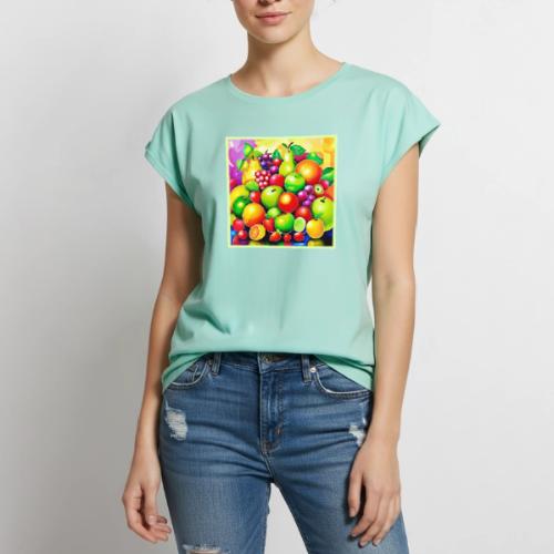 Vibrant Fruit Medley Art - Women's Premium Roll Up Sleeve T-Shirt
