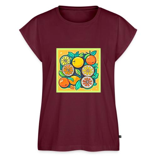 Citrus Fruit Art Design - Women's Premium Roll Up Sleeve T-Shirt
