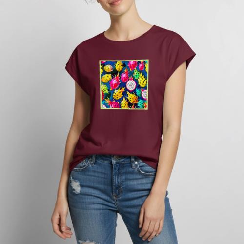 Dragon Fruit Pattern Art - Women's Premium Roll Up Sleeve T-Shirt