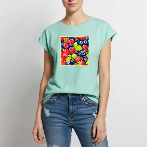 Colorful Berry Medley Design - Women's Premium Roll Up Sleeve T-Shirt